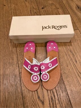New 🆕 w tag Jack Rogers Fuchsia/White Navajo Sandals